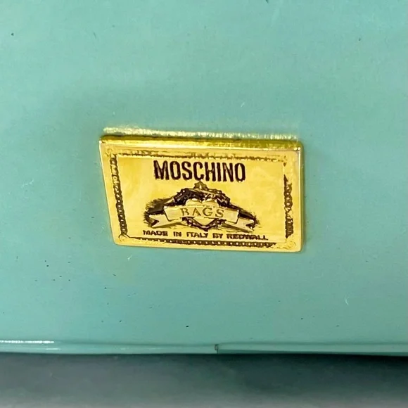 Moschino Couture Tiffany Blue Patent Leather Bowler Bag w/ Crossbody Strap